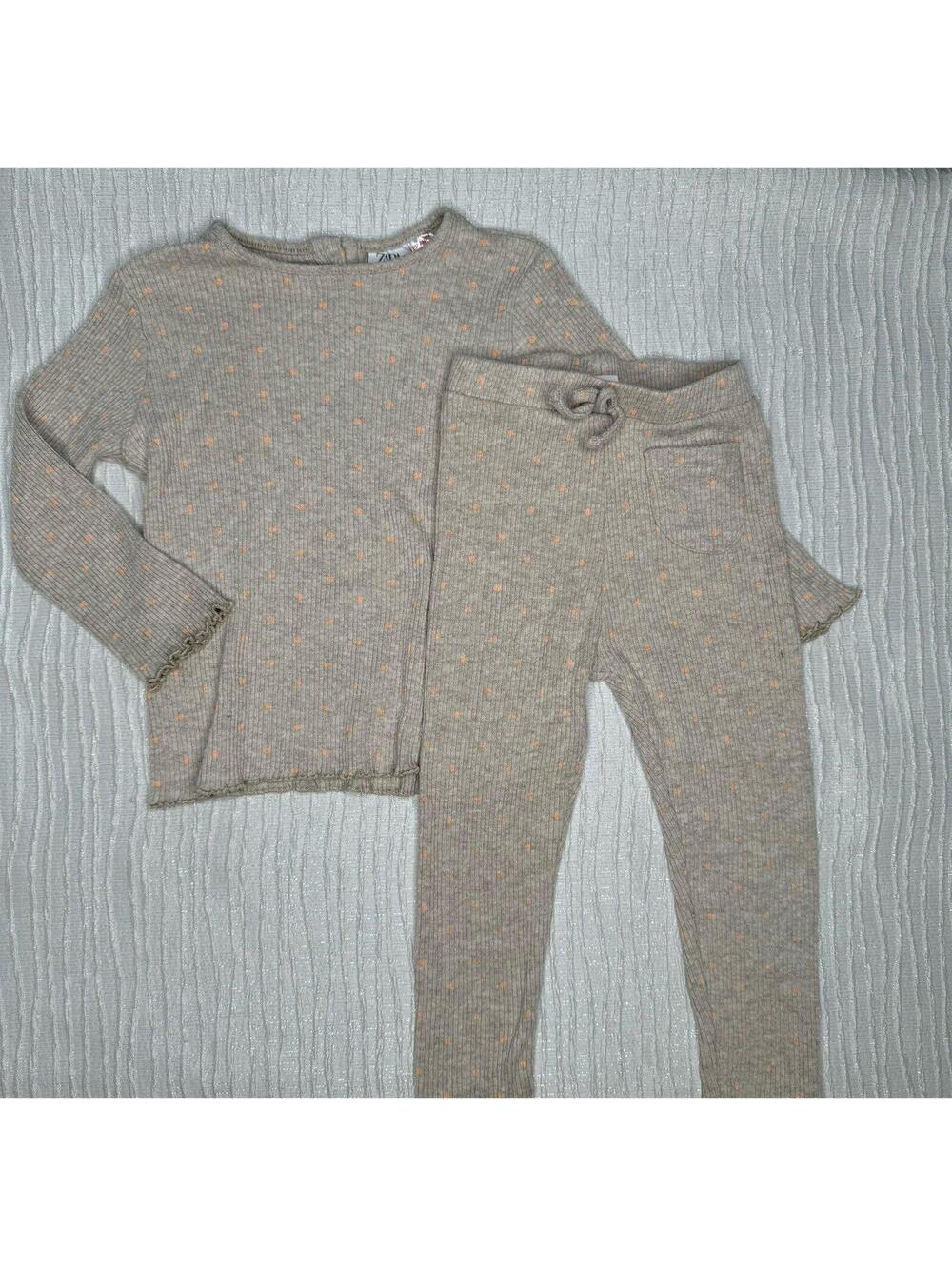 Zara grey with orange polka dots outfit